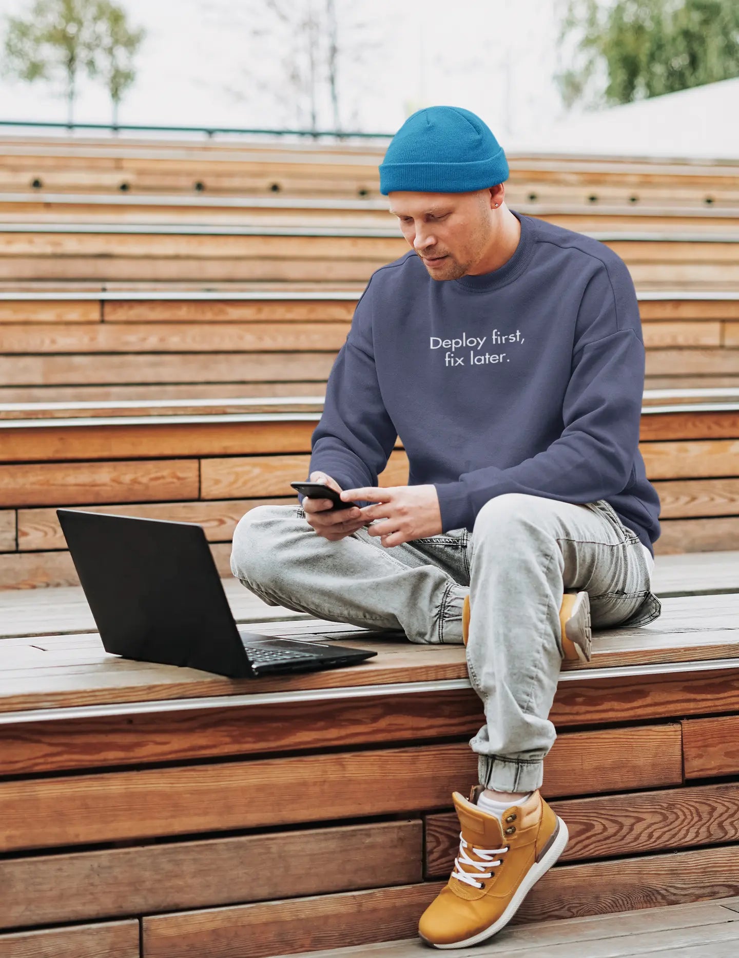 Deploy First Fix Later - DevHero Classic Sweatshirt DevHero India