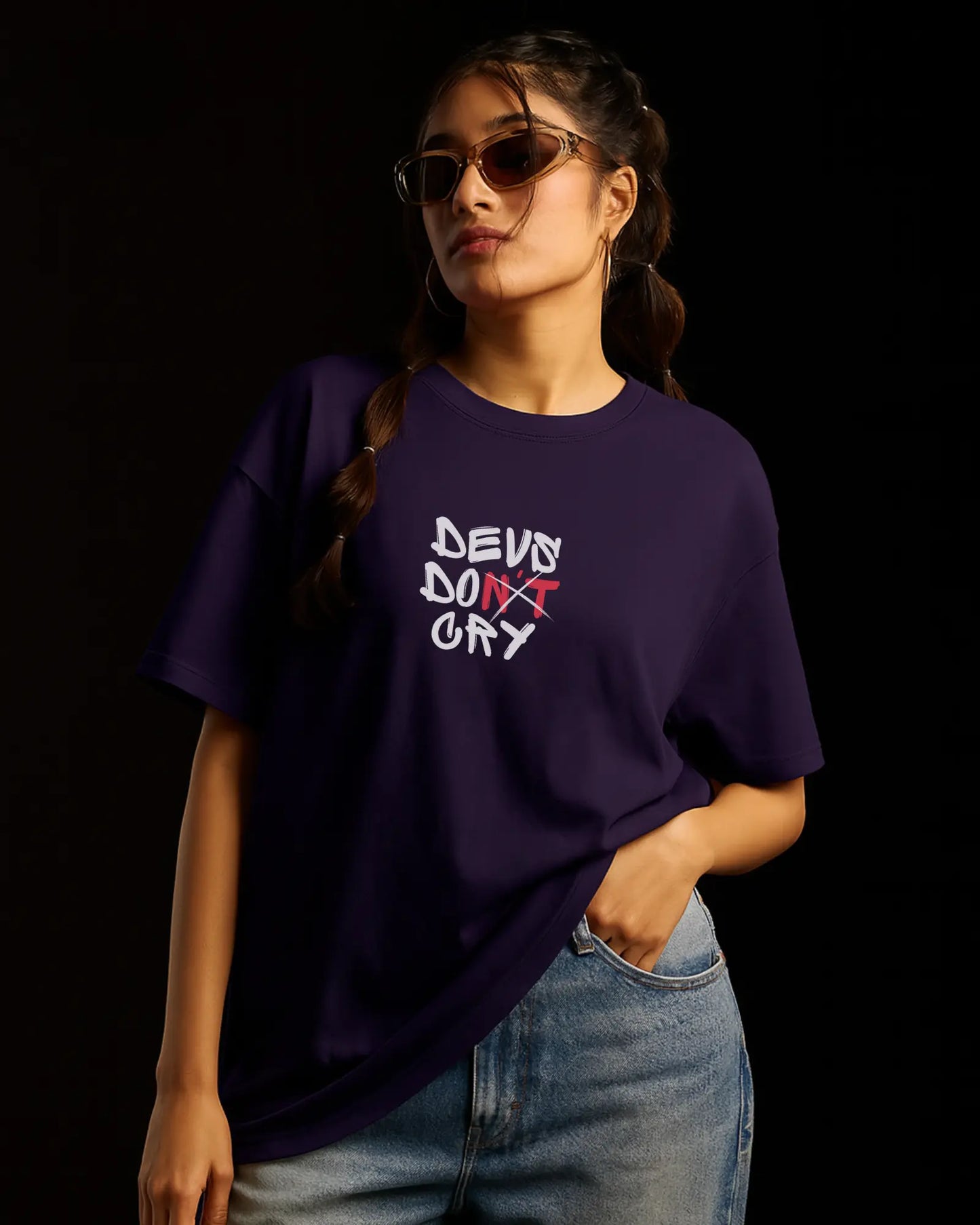 Devs Don't Cry | Unisex Oversized T-Shirt for developers DevHero India