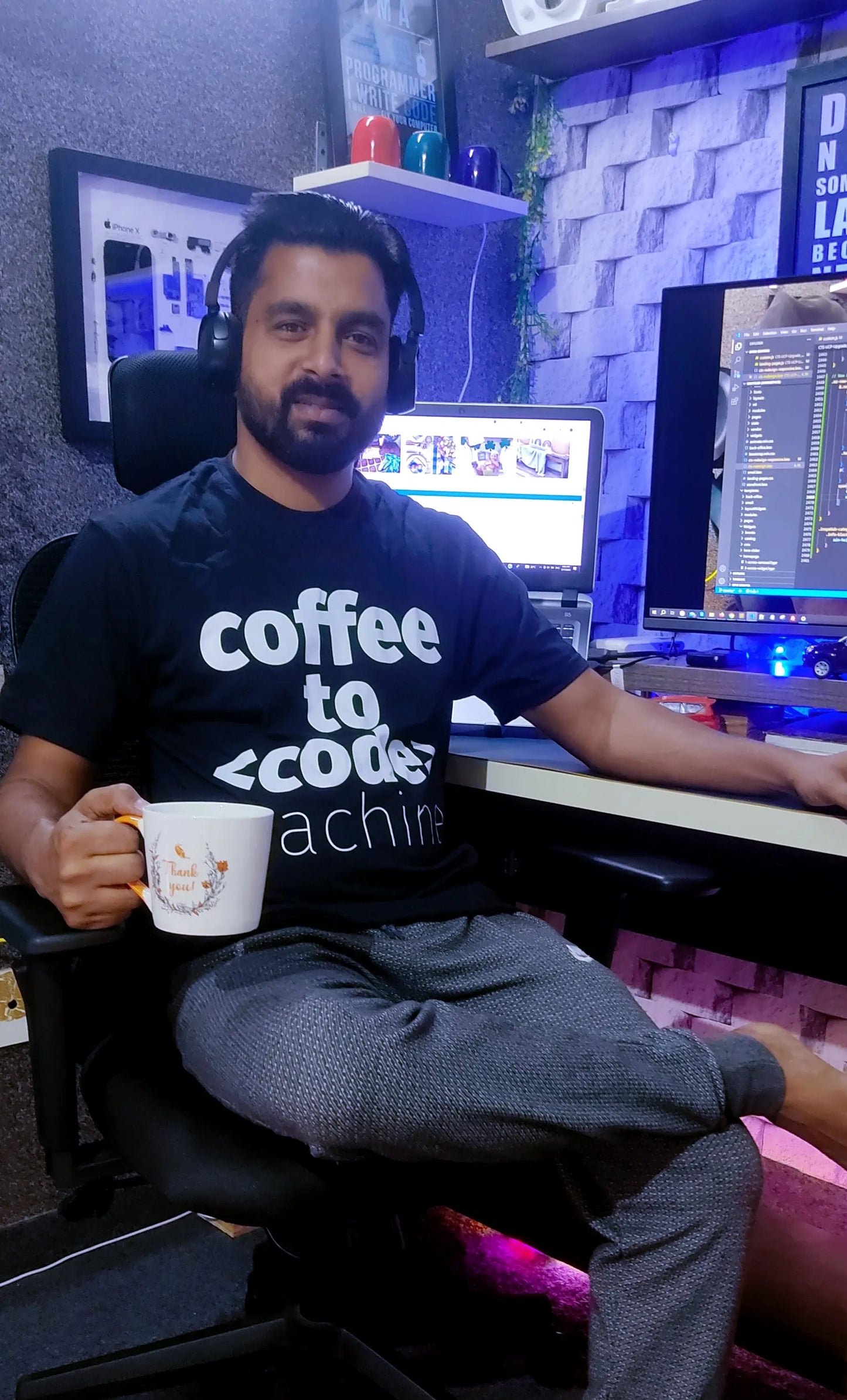 Coffee to Code Machine T-Shirt - Perfect for Coffee-Loving Coders DevHero India