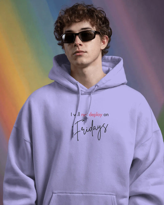 I Will Not Deploy on Fridays Oversized Hoodie | White – 400 GSM | Hoodie for Developers DevHero India