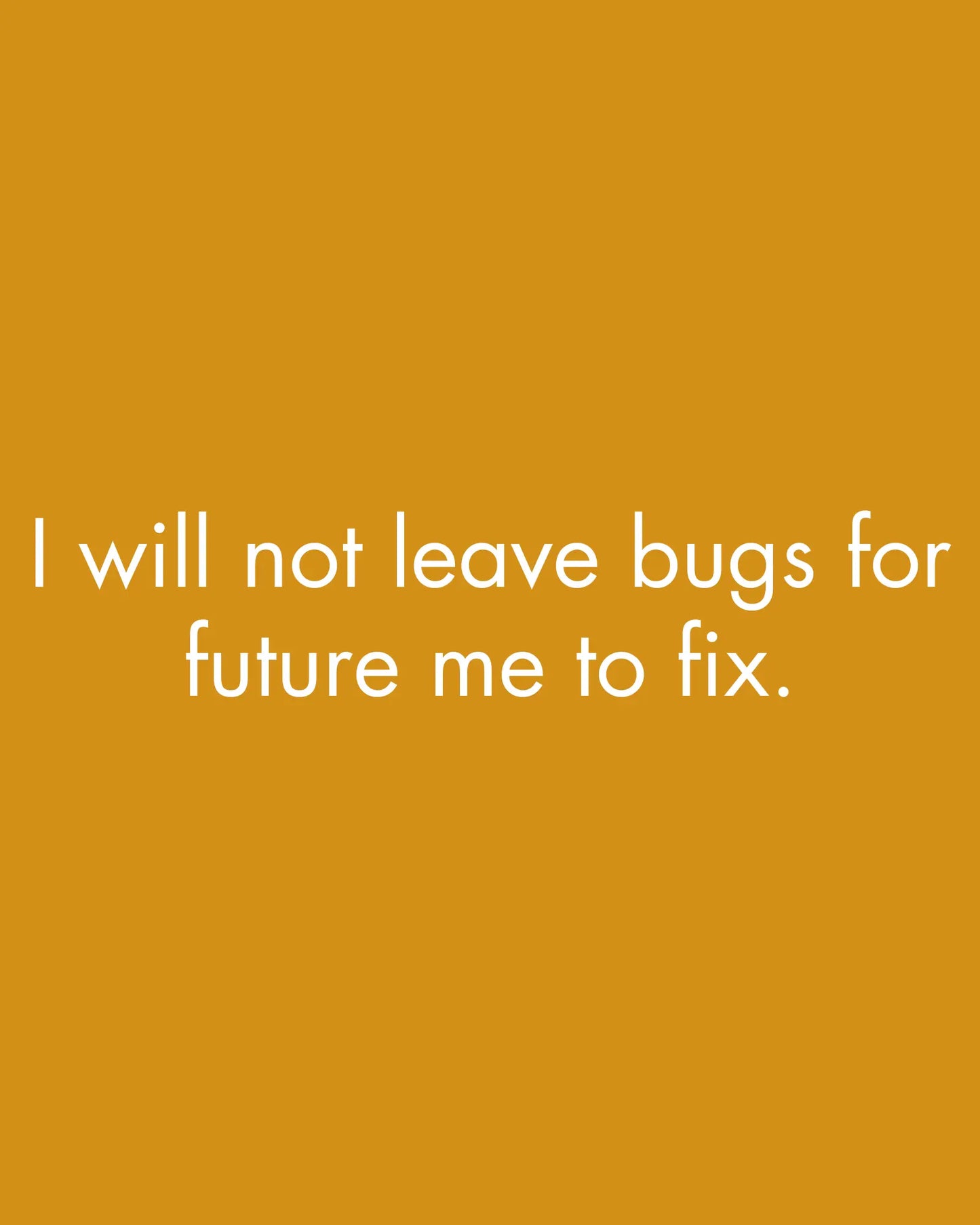 I will not leave bugs for future me - Sweatshirt for Developers DevHero India
