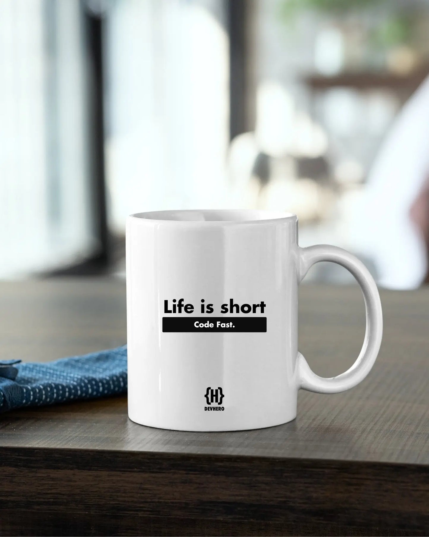 Life Is Short- DevHero White Coffee Mug | Ceramic Coffee Mug for coders (11oz) DevHero India