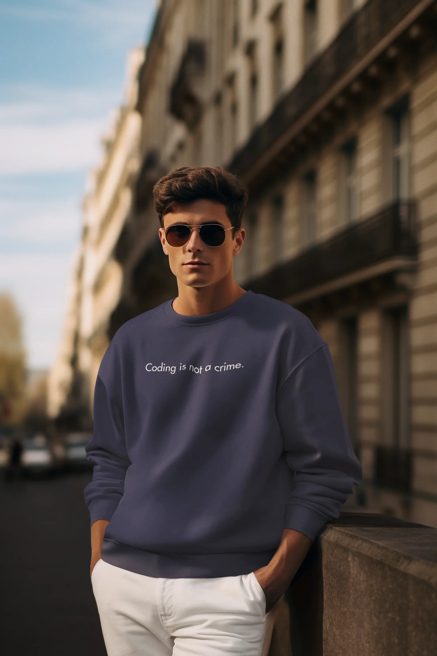 Coding is Not a Crime – Stylish Sweatshirt for Techies DevHero India