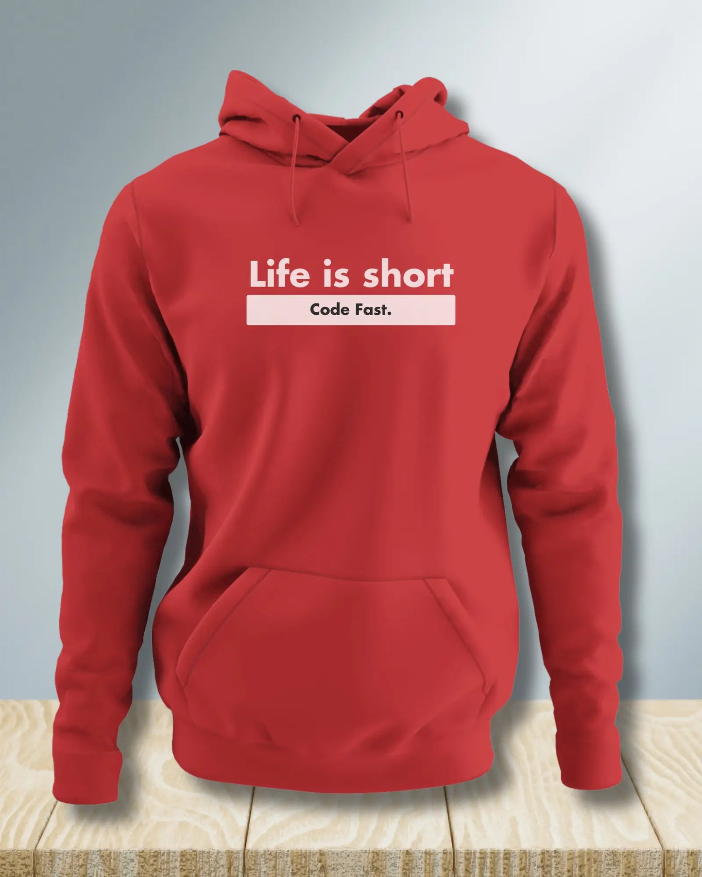 Life is Short, Code Fast - Hustle in a Coding Geek Hoodie by DevHero DevHero India
