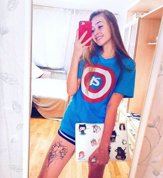 Captain JS Short Sleeve T-Shirt - Fun and Functional for JavaScript Developers DevHero India