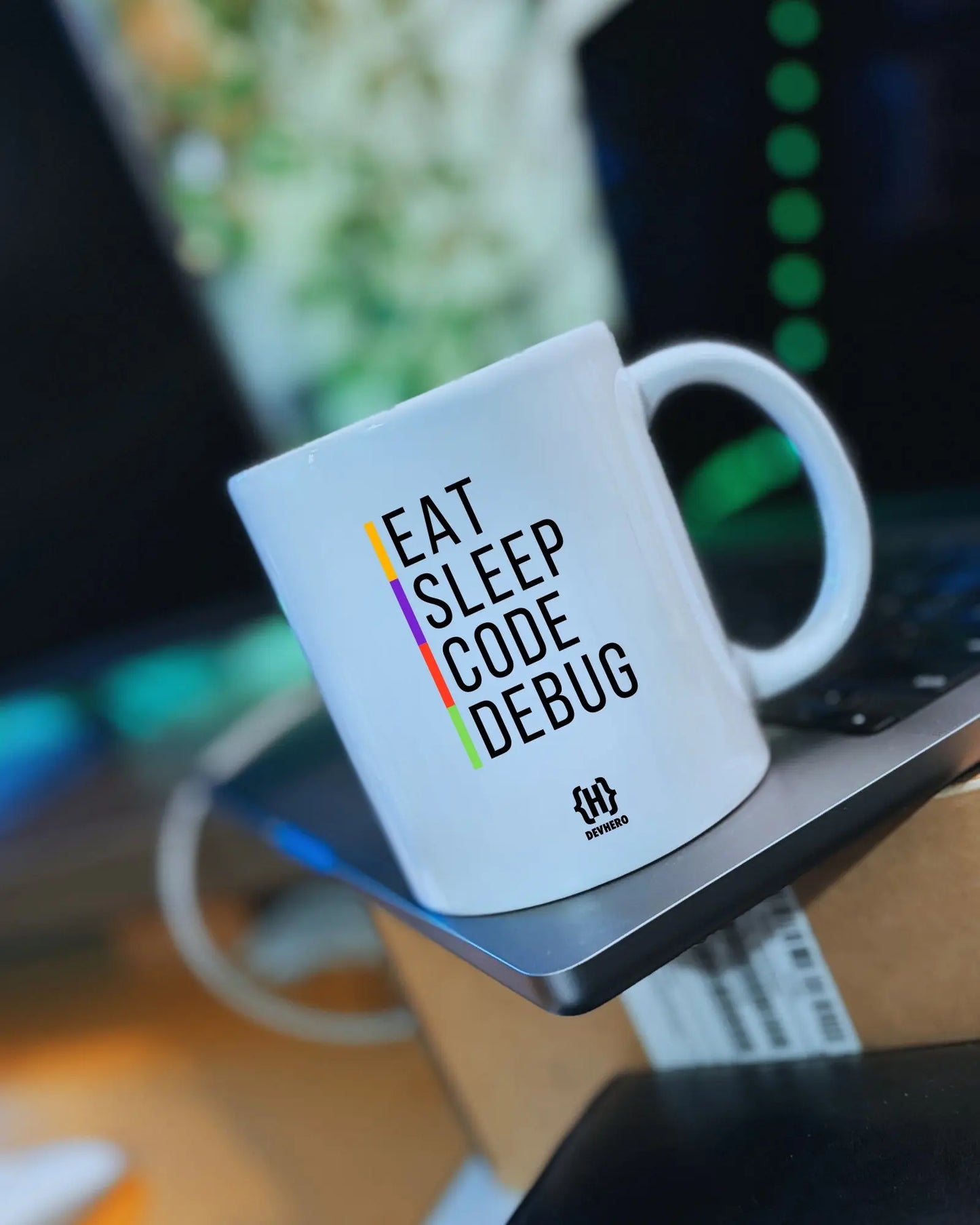 Eat Sleep Code Debug - DevHero White Coffee Mug | Ceramic Coffee Mug for coders (11oz) DevHero India