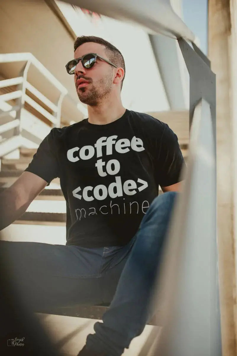 Coffee to Code Machine T-Shirt - Perfect for Coffee-Loving Coders DevHero India