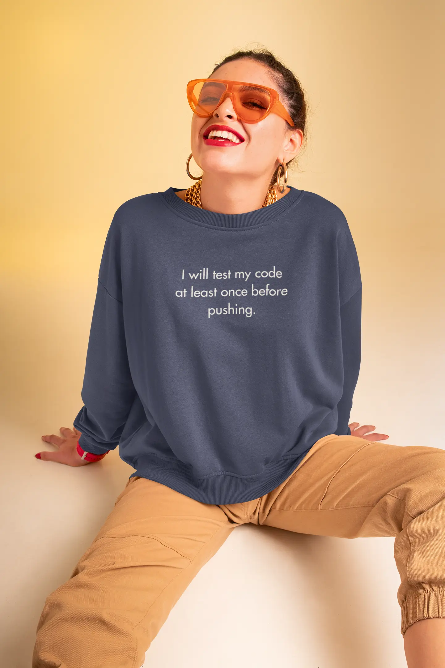I will test my code before pushing - coding sweatshirt DevHero India