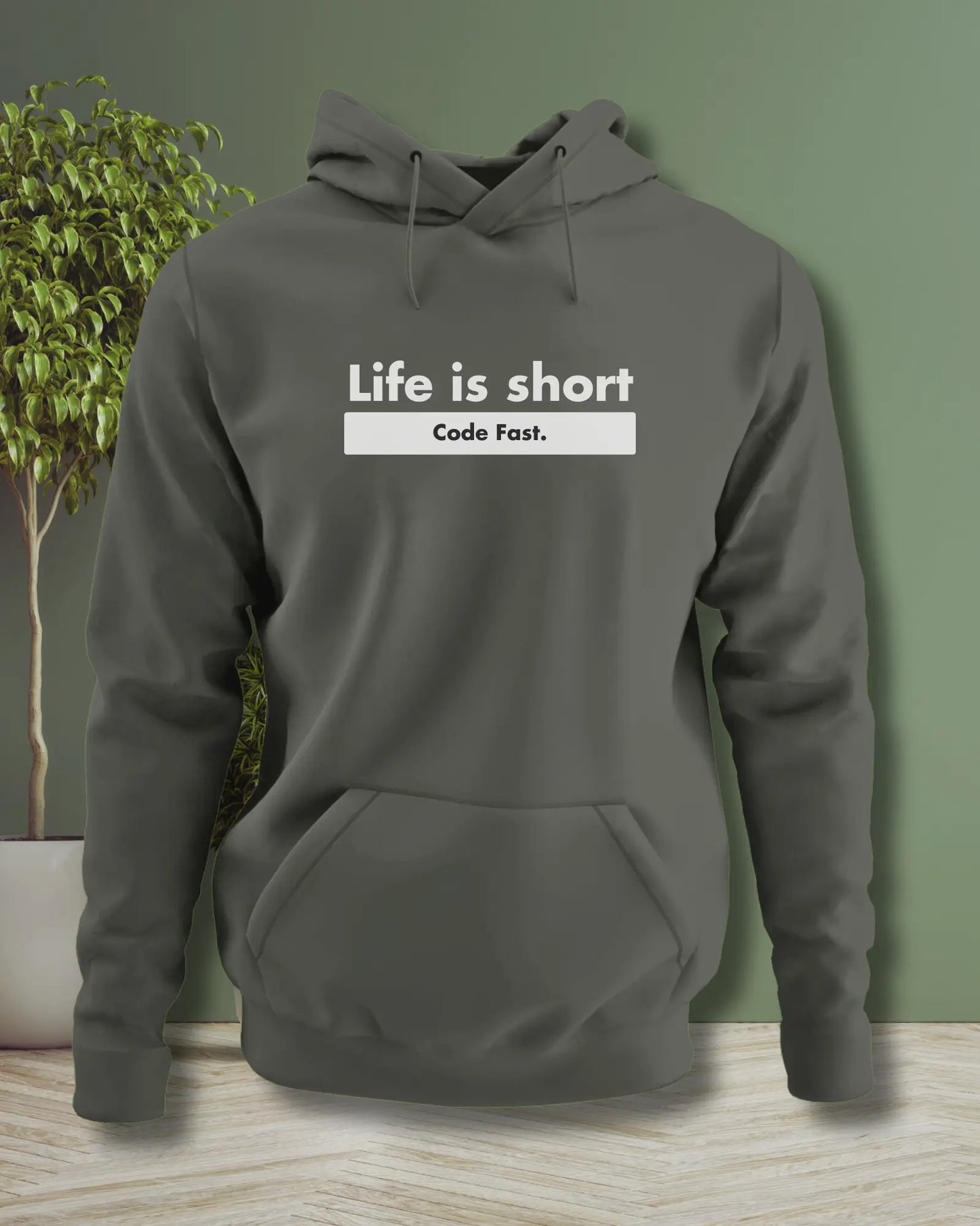 Life is Short, Code Fast - Hustle in a Coding Geek Hoodie by DevHero DevHero India