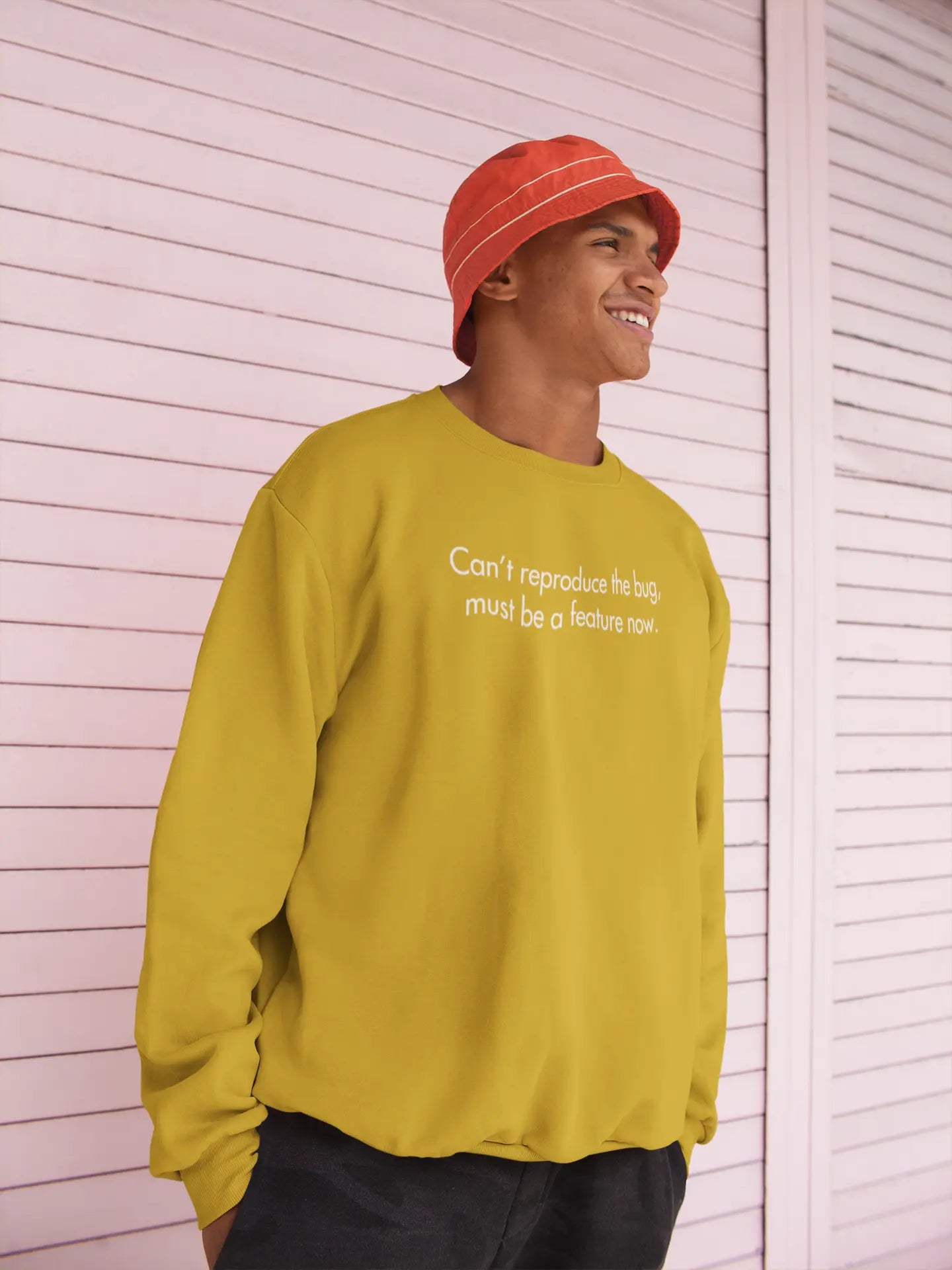 Can't Reproduce The Bug, Must Be A Feature Now | Classic Sweatshirt for Developers DevHero India