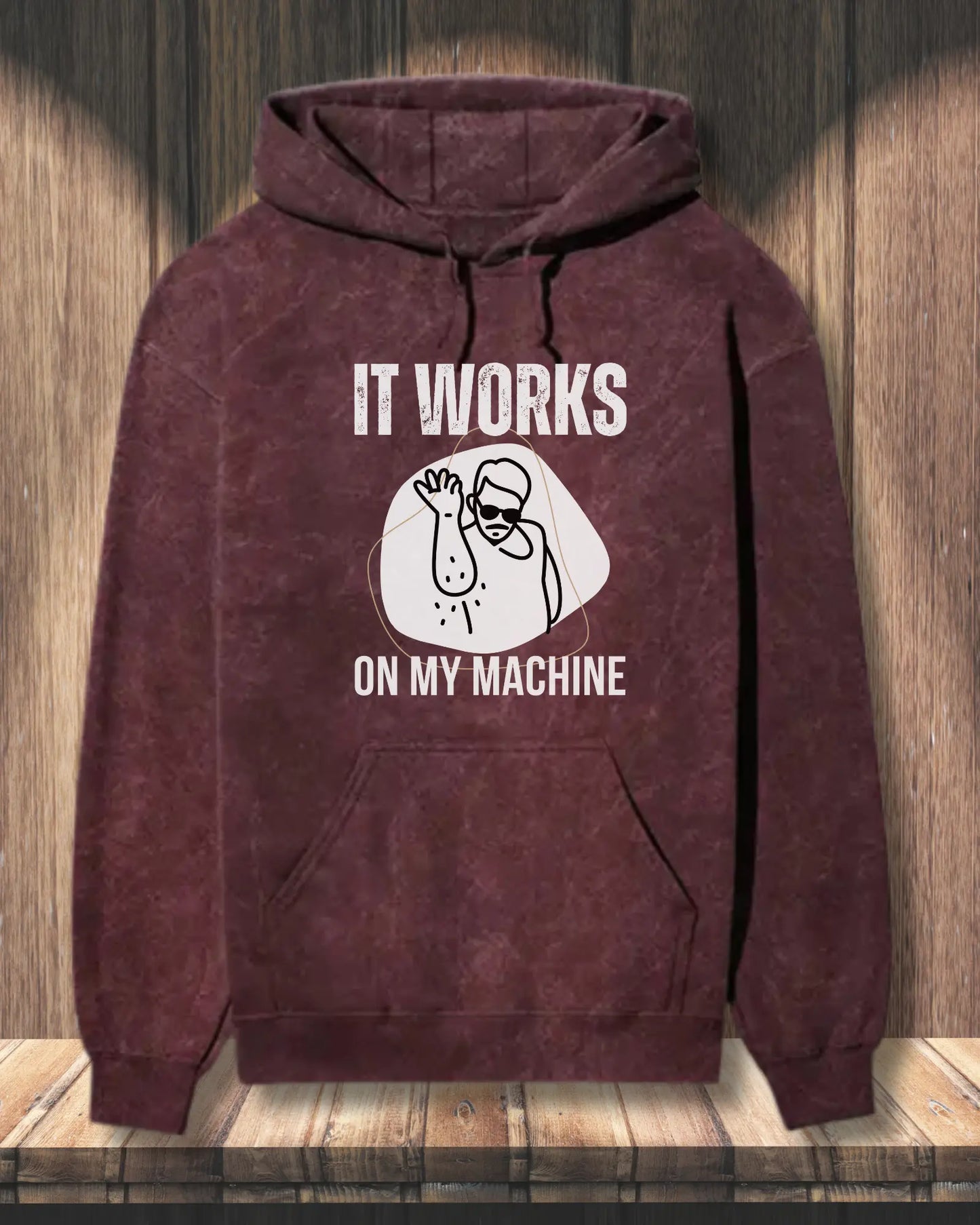It Works on My Machine (White) - A Fun Coding Geek Hoodie by DevHero | Acid Wash Hoodie DevHero India