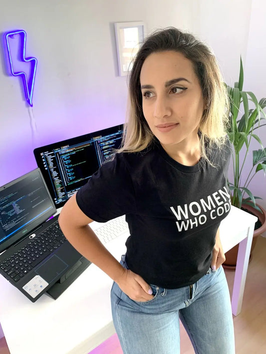 Women Who Code Empowering T-Shirt - Black - Inspiring and Comfortable DevHero India