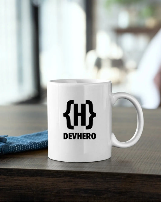 Official DevHero White Coffee Mug | Ceramic Coffee Mug for coders (11oz) DevHero India