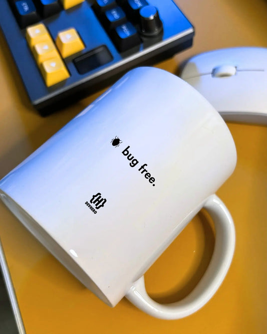 Bugfree - DevHero White Coffee Mug | Ceramic Coffee Mug for coders (11oz) DevHero India