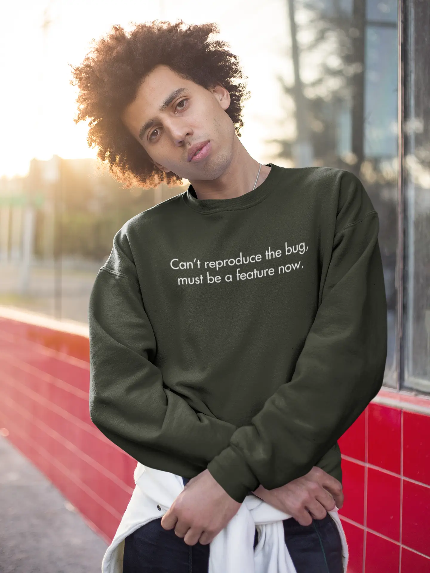 Can't Reproduce The Bug, Must Be A Feature Now | Classic Sweatshirt for Developers DevHero India