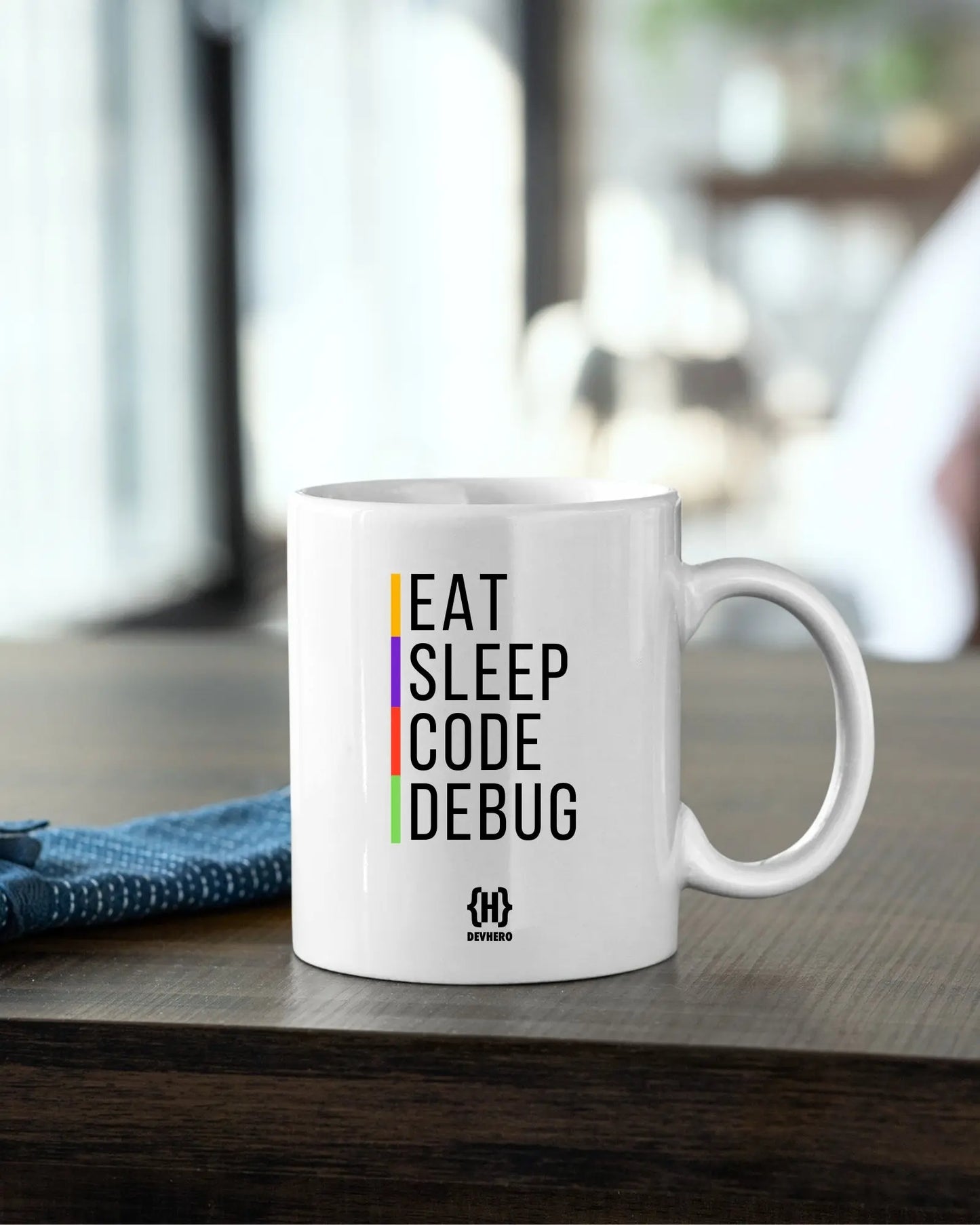 Eat Sleep Code Debug - DevHero White Coffee Mug | Ceramic Coffee Mug for coders (11oz) DevHero India
