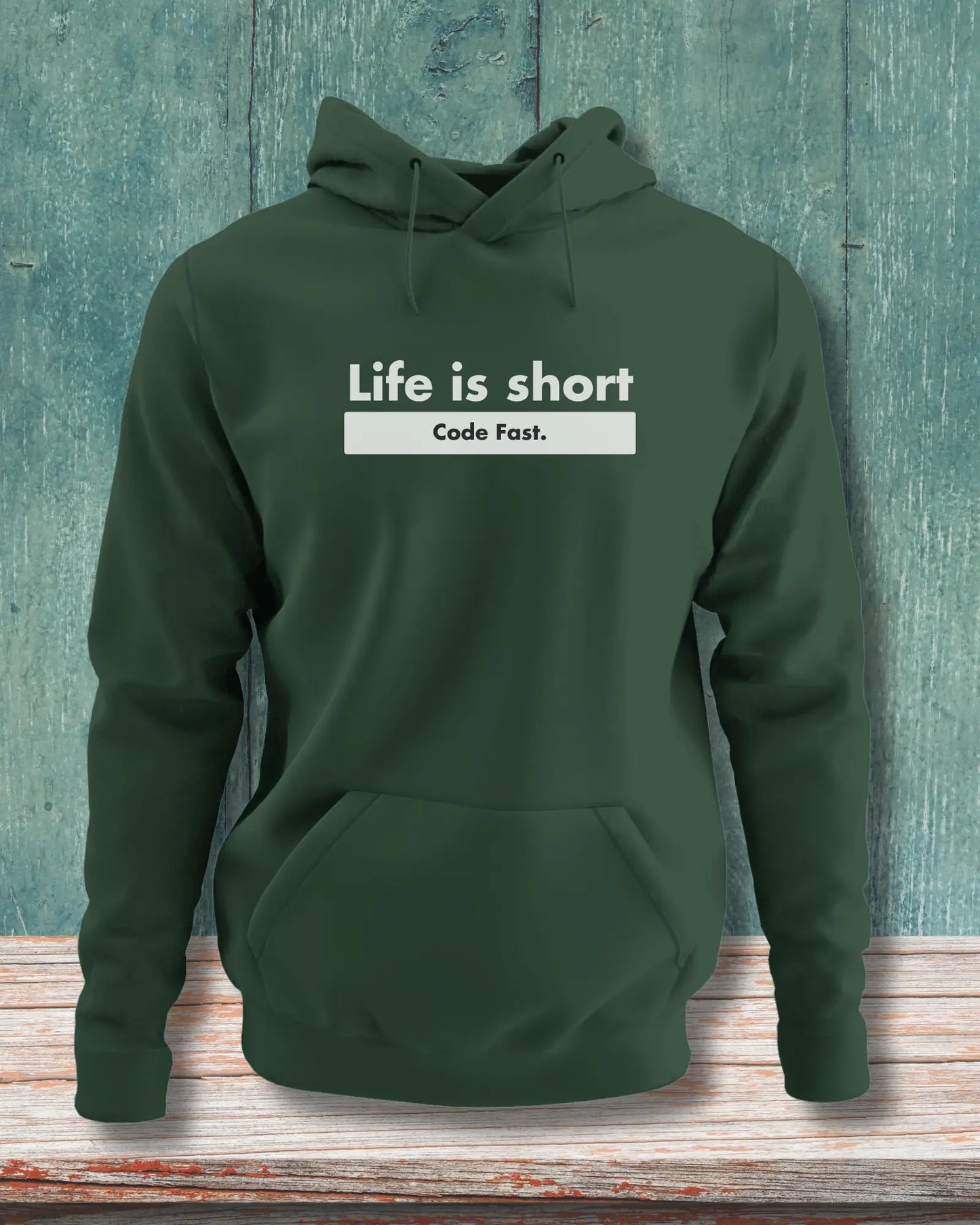 Life is Short, Code Fast - Hustle in a Coding Geek Hoodie by DevHero DevHero India