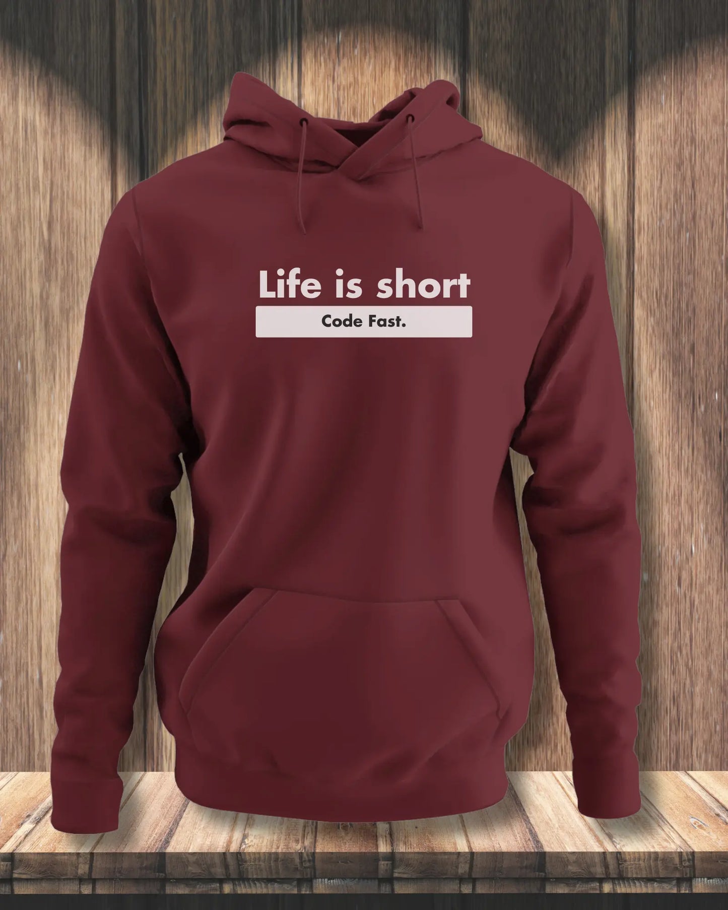 Life is Short, Code Fast - Hustle in a Coding Geek Hoodie by DevHero DevHero India