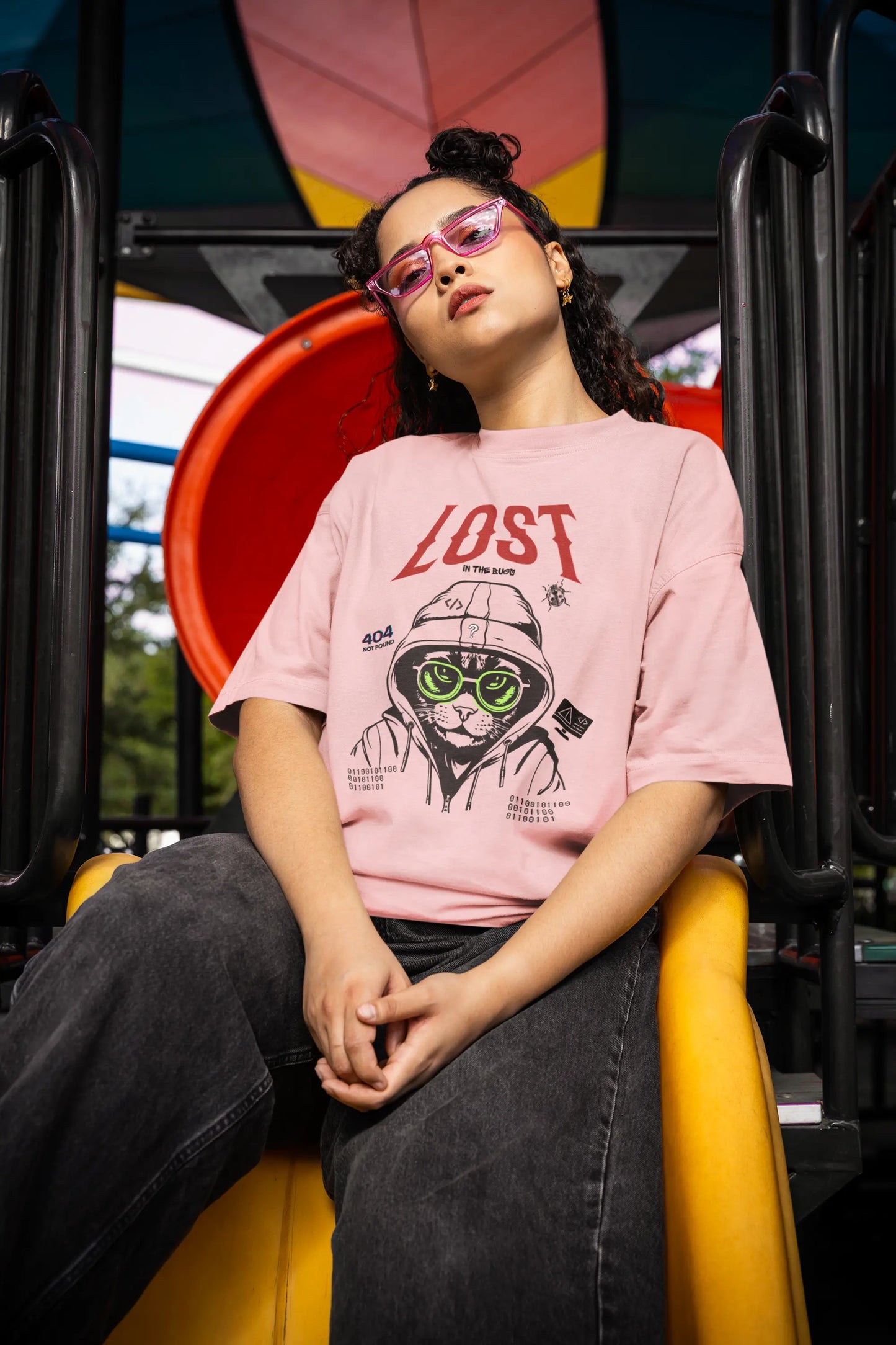 Lost in the Bugs | Unisex Oversized Coding T-Shirt DevHero India