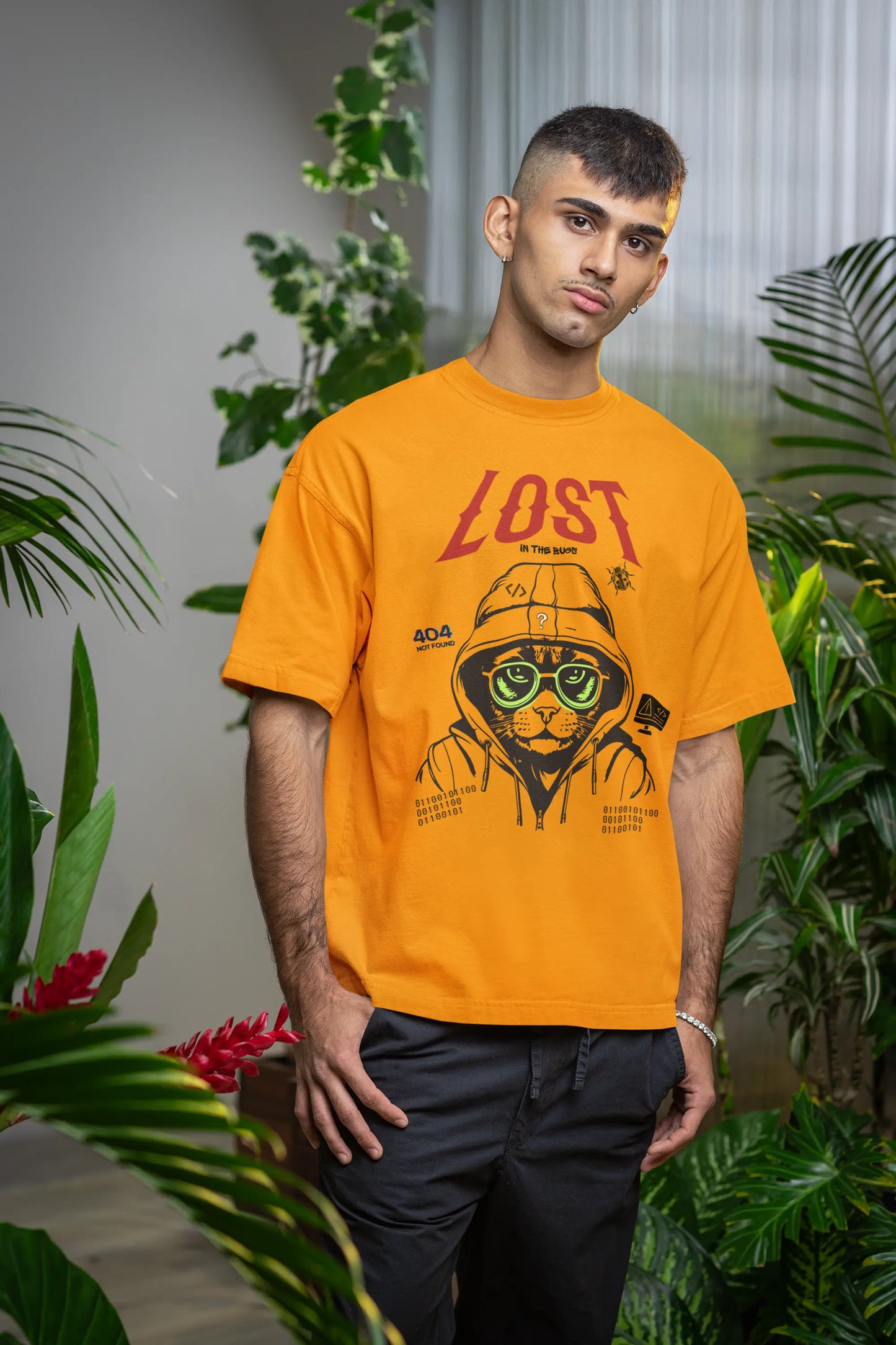 Lost in the Bugs | Unisex Oversized Coding T-Shirt DevHero India