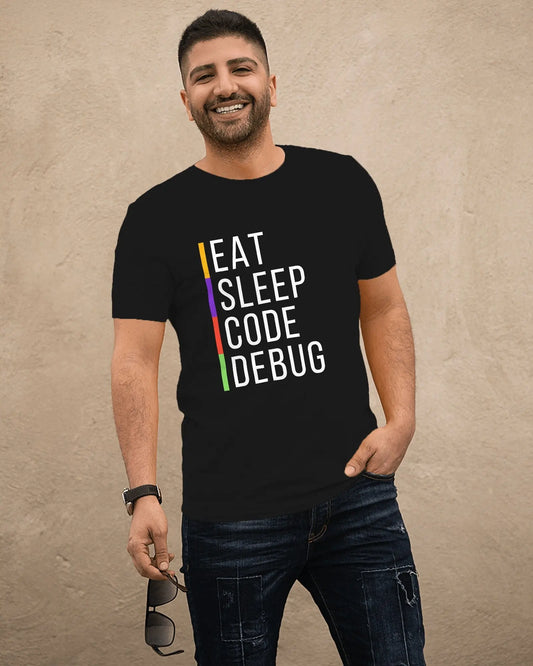 Eat Sleep Code Debug - Unisex Clasic T-Shirt DevHero India