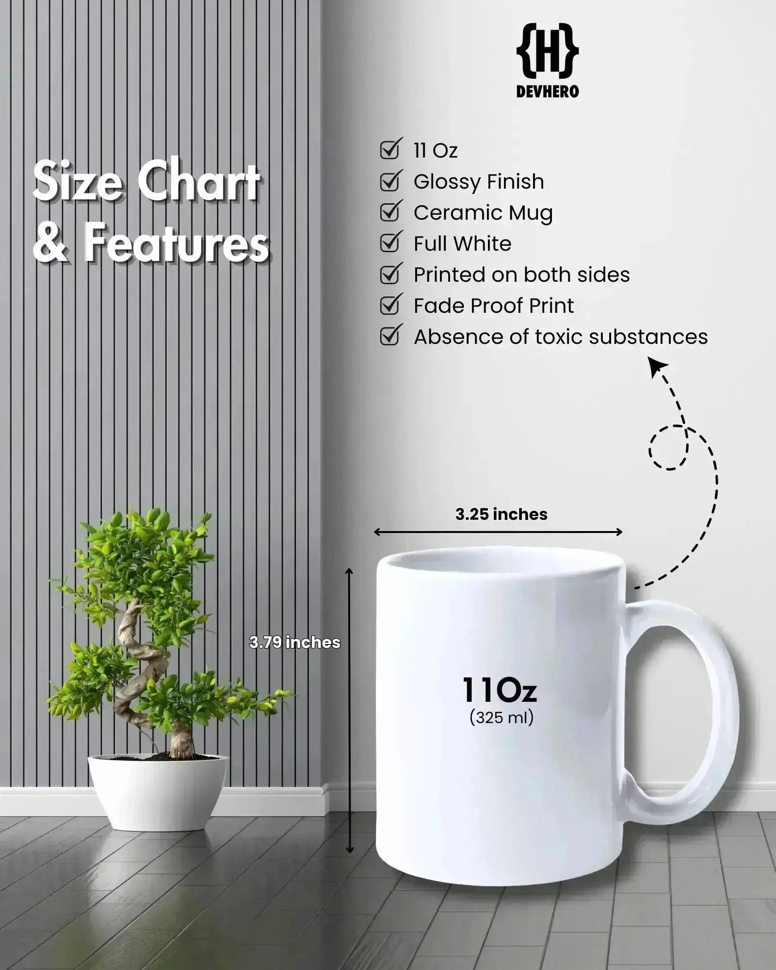 Code Mode ON - DevHero White Coffee Mug | Ceramic Coffee Mug for coders (11oz) DevHero India