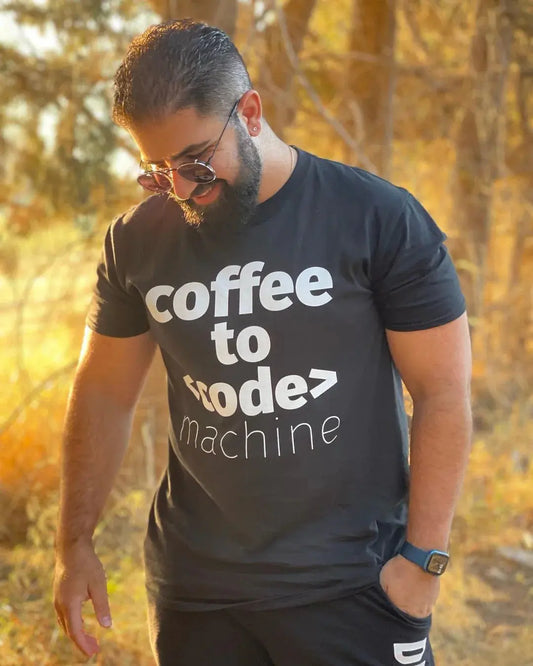 Coffee to Code Machine T-Shirt - Perfect for Coffee-Loving Coders DevHero India