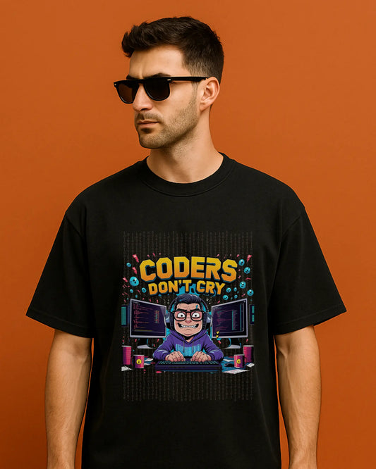 Coders Don't Cry | Unisex Oversized T-Shirt for Developers DevHero India