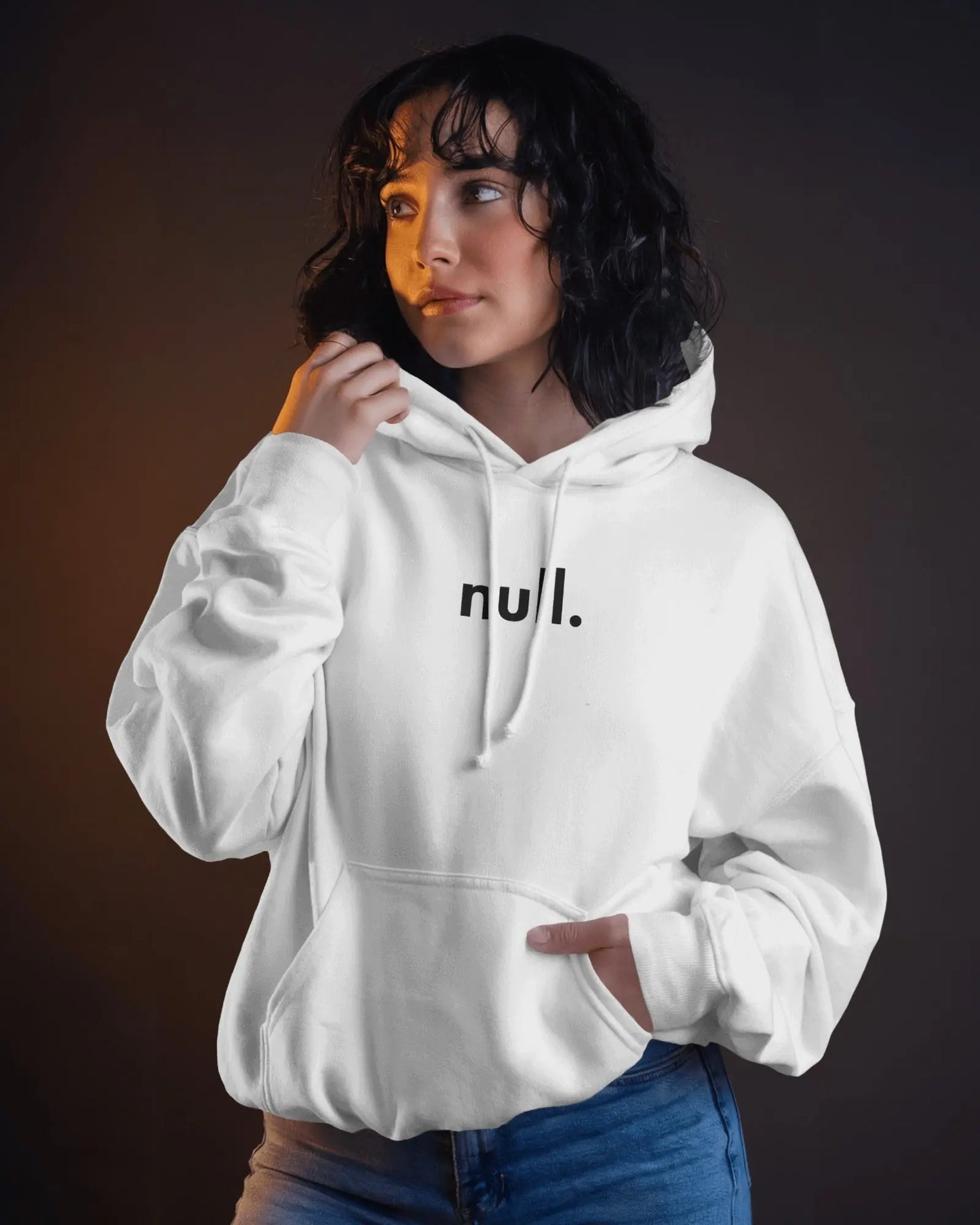 NULL - Unisex Heavy Weight Hoodie for Coders | White | 400 GSM Hoodie