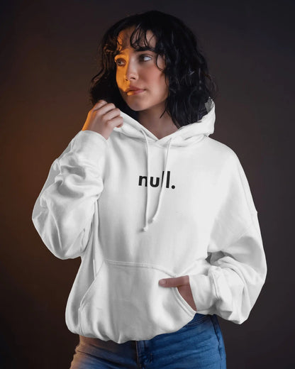 NULL - Unisex Heavy Weight Hoodie for Coders | White | 400 GSM Hoodie