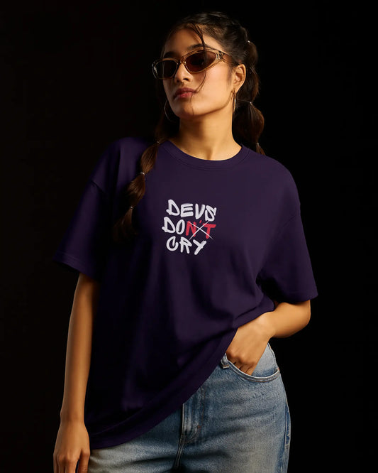 Devs Don't Cry | Unisex Oversized T-Shirt for developers DevHero India