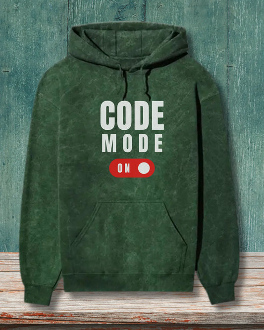 Code Mode On Acid Wash Hoodie - Focused Coding Gear for Programmers by DevHero DevHero India