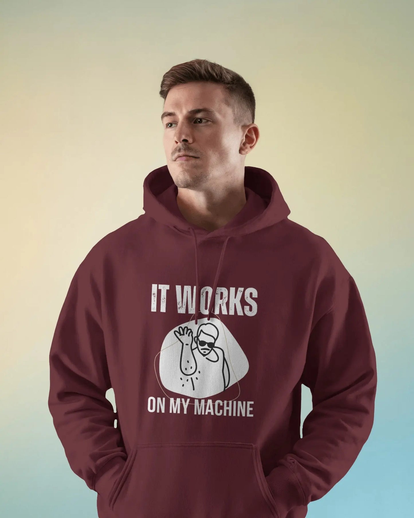 It Works on My Machine - Unisex Oversized Hoodie for coders - Maroon | 400 GSM