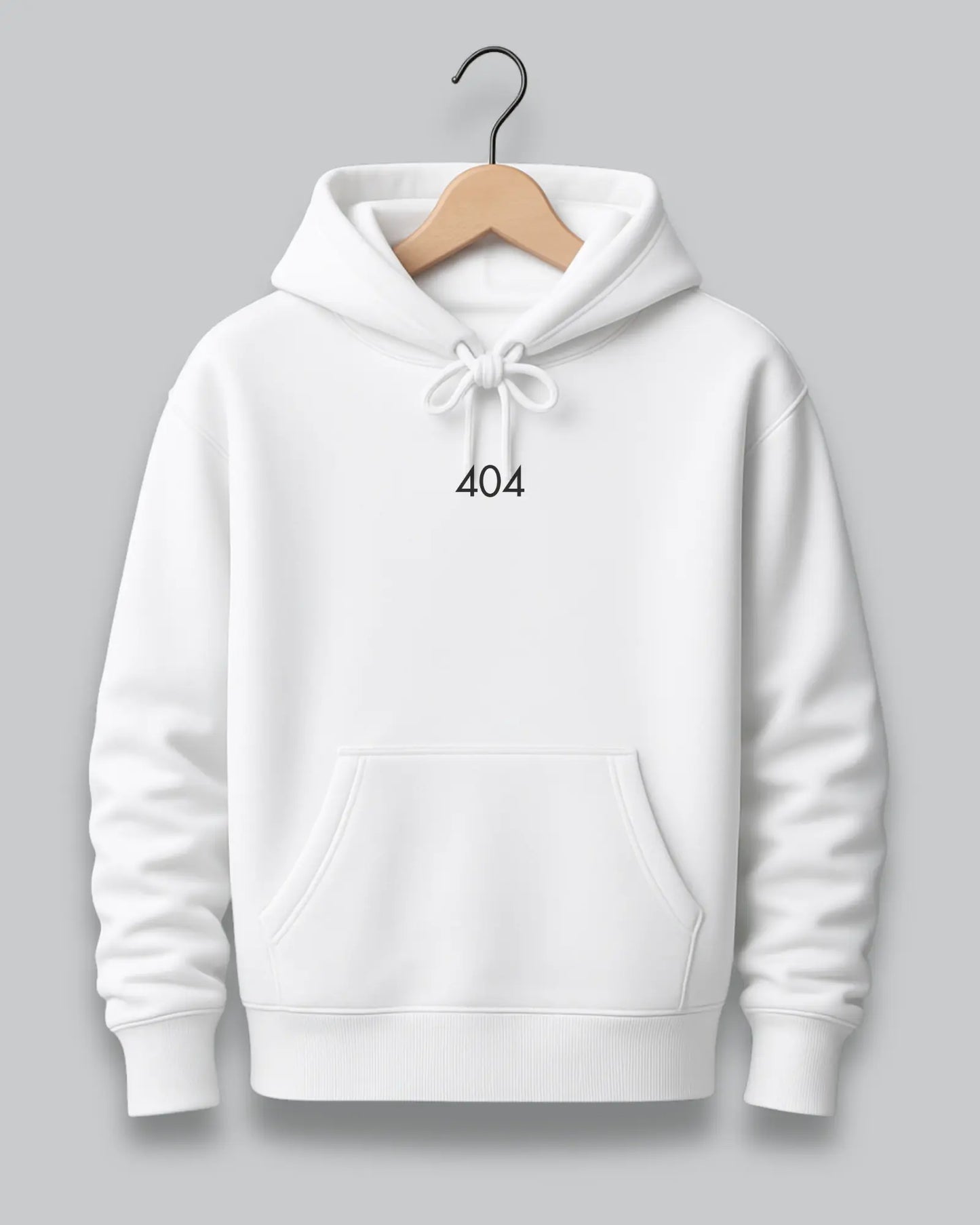 404 White Hoodie – Unisex Oversized Hoodie for Developers