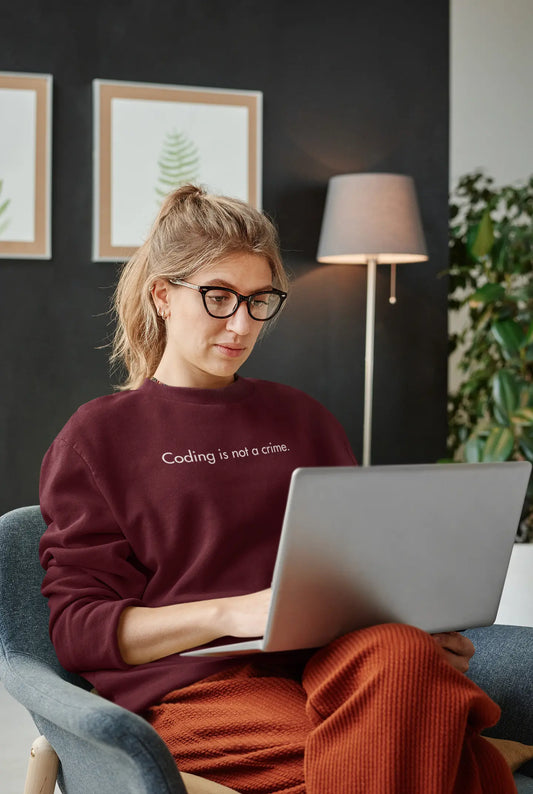 Coding is Not a Crime – Stylish Sweatshirt for Techies DevHero India