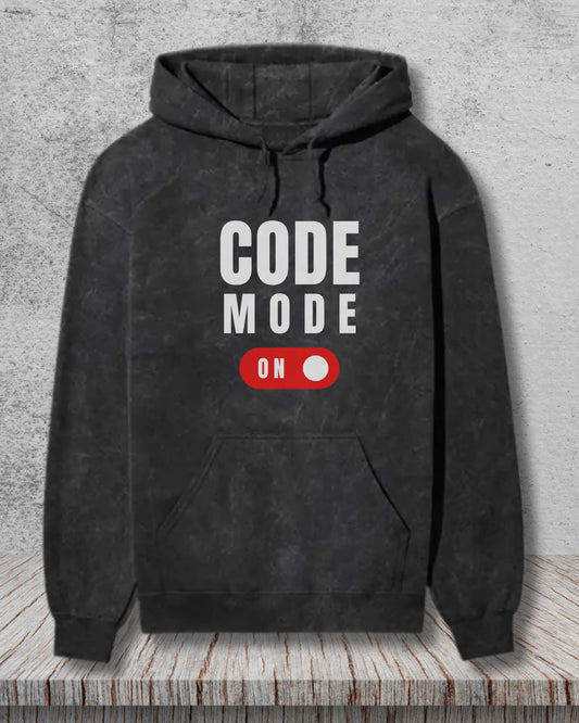 Code Mode On Acid Wash Hoodie - Focused Coding Gear for Programmers by DevHero DevHero India