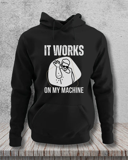 It Works on My Machine (White) - A Fun Coding Geek Hoodie by DevHero DevHero India