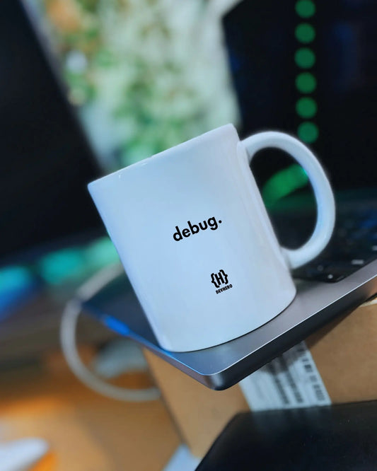 Debug - DevHero White Coffee Mug | Ceramic Coffee Mug for coders (11oz) DevHero India