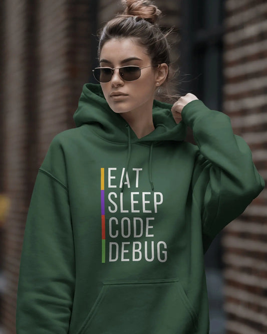 Eat Sleep Code Debug - The Perfect Oversized Hoodie for Coding Geeks by DevHero | 400 GSM