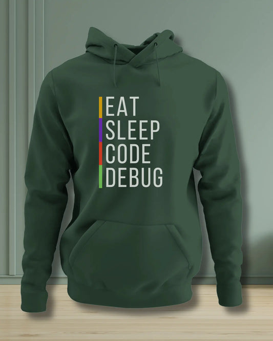 Eat Sleep Code Debug - The Perfect Hoodie for Coding Geeks by DevHero DevHero India