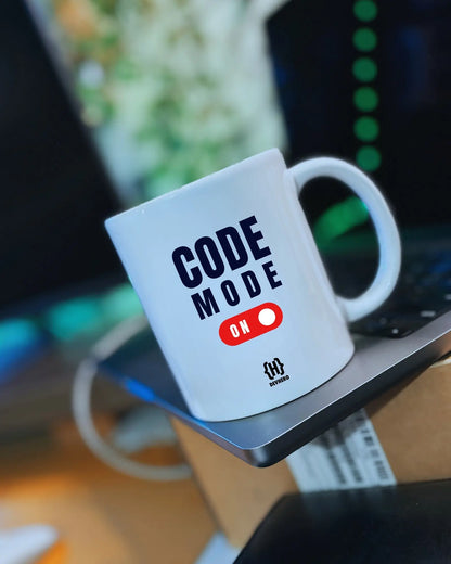 Code Mode ON - DevHero White Coffee Mug | Ceramic Coffee Mug for coders (11oz) DevHero India