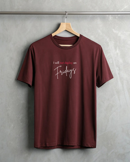 I will not deploy on Fridays | Premium Supima T-Shirt for the Coders DevHero India