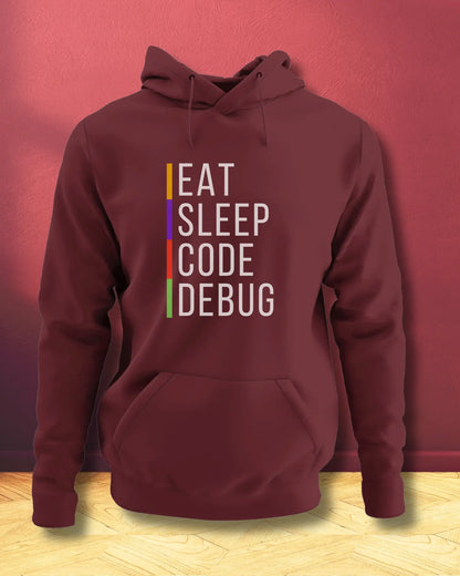 Eat Sleep Code Debug - The Perfect Hoodie for Coding Geeks by DevHero DevHero India