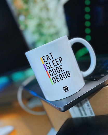 Eat Sleep Code Debug - DevHero White Coffee Mug | Ceramic Coffee Mug for coders (11oz) DevHero India