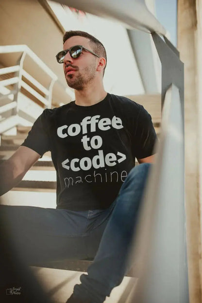 Coffee to Code Machine T-Shirt - Perfect for Coffee-Loving Coders DevHero India