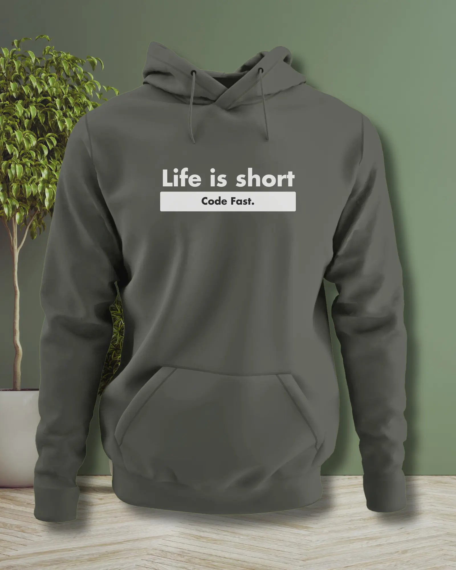 Life is Short, Code Fast - Hustle in a Coding Geek Hoodie by DevHero DevHero India