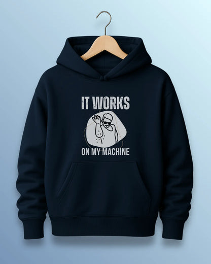 It Works on My Machine - Unisex Oversized Hoodie for coders - Maroon | 400 GSM