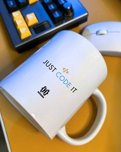 Just Code It - DevHero White Coffee Mug | Ceramic Coffee Mug for coders (11oz) DevHero India