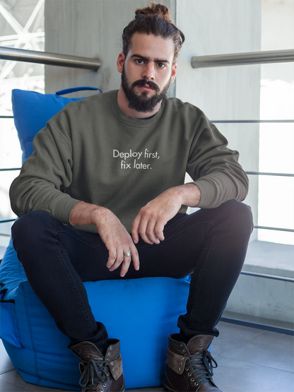 Deploy First Fix Later - DevHero Classic Sweatshirt DevHero India