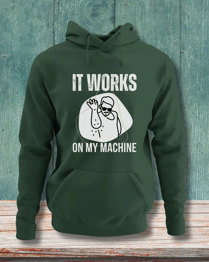 It Works on My Machine (White) - A Fun Coding Geek Hoodie by DevHero DevHero India